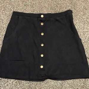 HYFVE Black Mini Skirt with Gold Buttons
